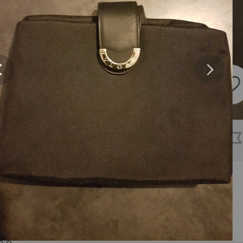 Bulgari Black Toiletry Bag with Silver Accent